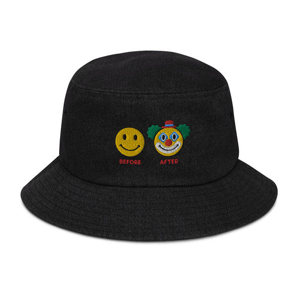 Clowned Smiley Denim Bucket Hat